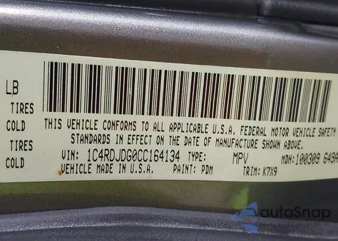 2012 Dodge Durango Crew from USA, damaged, VIN 1C4RDJDG0CC164134